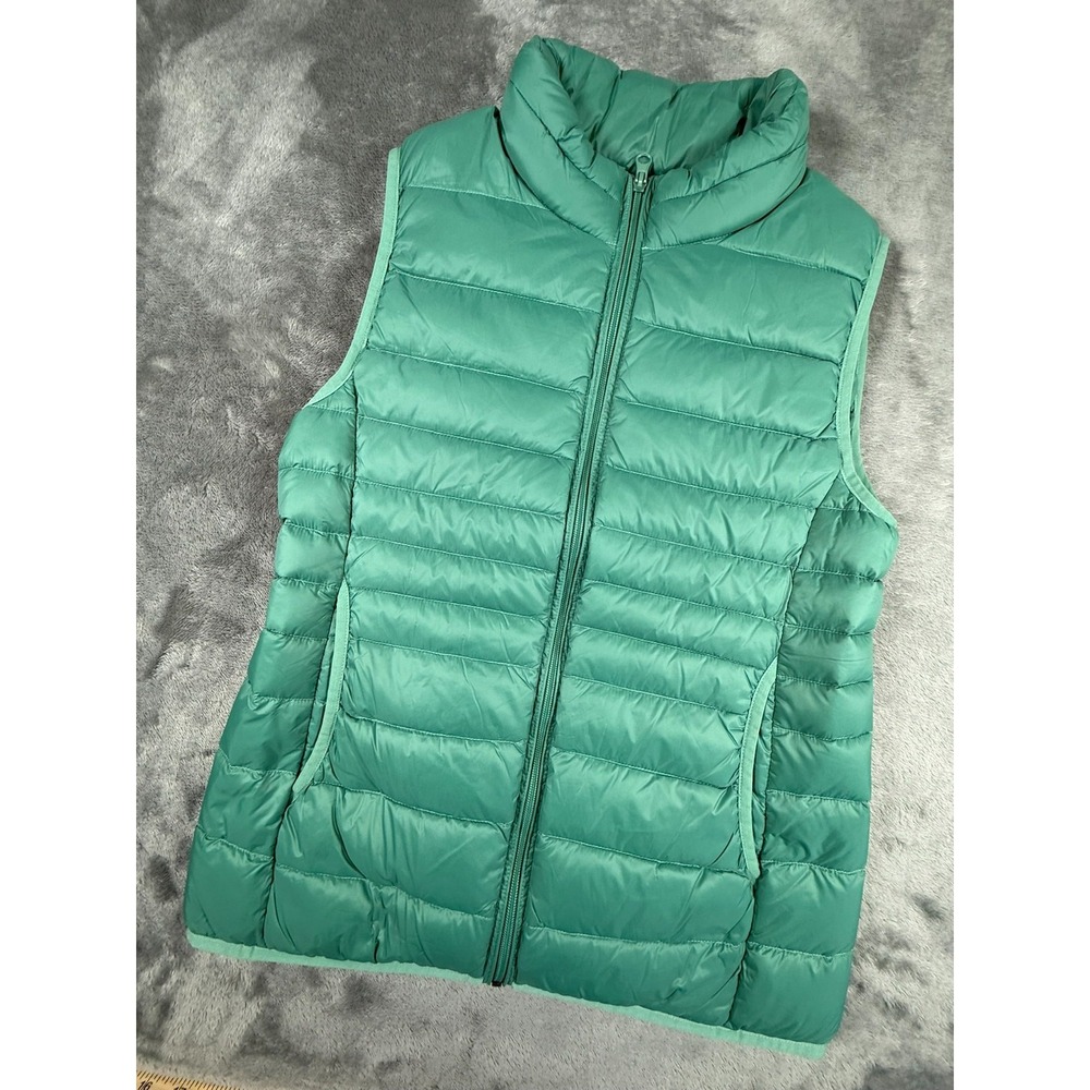 Stile Benetton Women's Size 8 Green Puffer Vest Quilted Soft Lightweight Zip